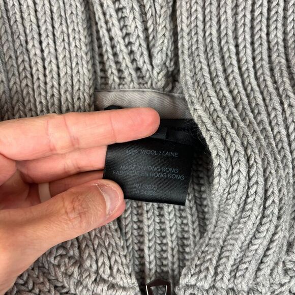 Nicole Farhi Chunky Knitted 100% Wool Hoodie Full Zip Gray Jacket Men's M* - Picture 9 of 16